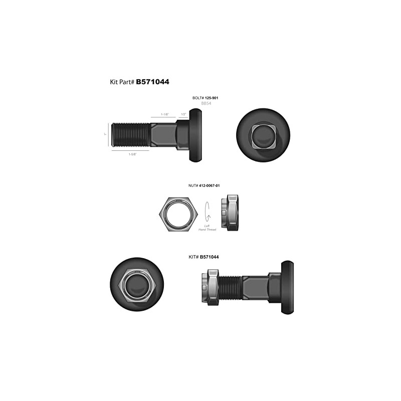 Blade Bolt & Nut, B571044, Commonly Fits Servis/Rhino