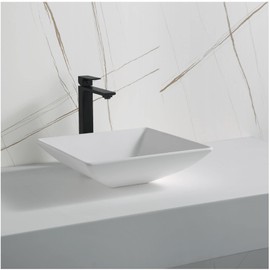 Karran Quattro QM178 Vibrant Matte White 16 in. Square Bathroom Vessel Sink