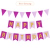 Rose Pink & Gold Pre-strung Glitter Happy Birthday Banner &