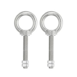 PATIKIL Eye Bolt, Pack of 2, M10 x 70 304 Stainless Steel Eye Bolts, Threaded Screw, Eye Bolt, Shoulder Ring with Nuts Washers