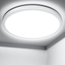 Lepro Bathroom Light, 18W 1800lm LED Ceiling Light, Waterproof IP44, 2.6cm Ultra-thin, 5000K, Round, Modern Flush Ceiling Lighting for Bathroom, Kitchen, Bedroom, Hallway, Utility Room and More, Ø22cm