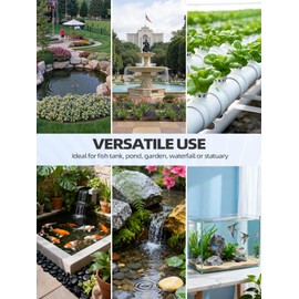 220GPH Submersible Water Pump(900L/H, 15W), Ultra Quiet Water Fountain Pump with 5.24ft High Lift & 7.2ft Power Cord, 2 Nozzles for Pond Waterfall, Fish Tank, Aquarium, Hydroponics