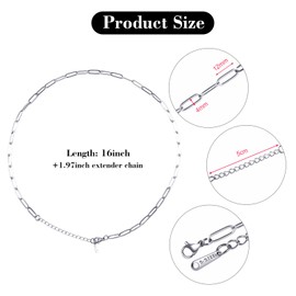 YOUBEIYEE 10 Pack Stainless Steel Paperclip Necklace Chains Bulk Classic Men and Women Paperclip Chain Necklace Set