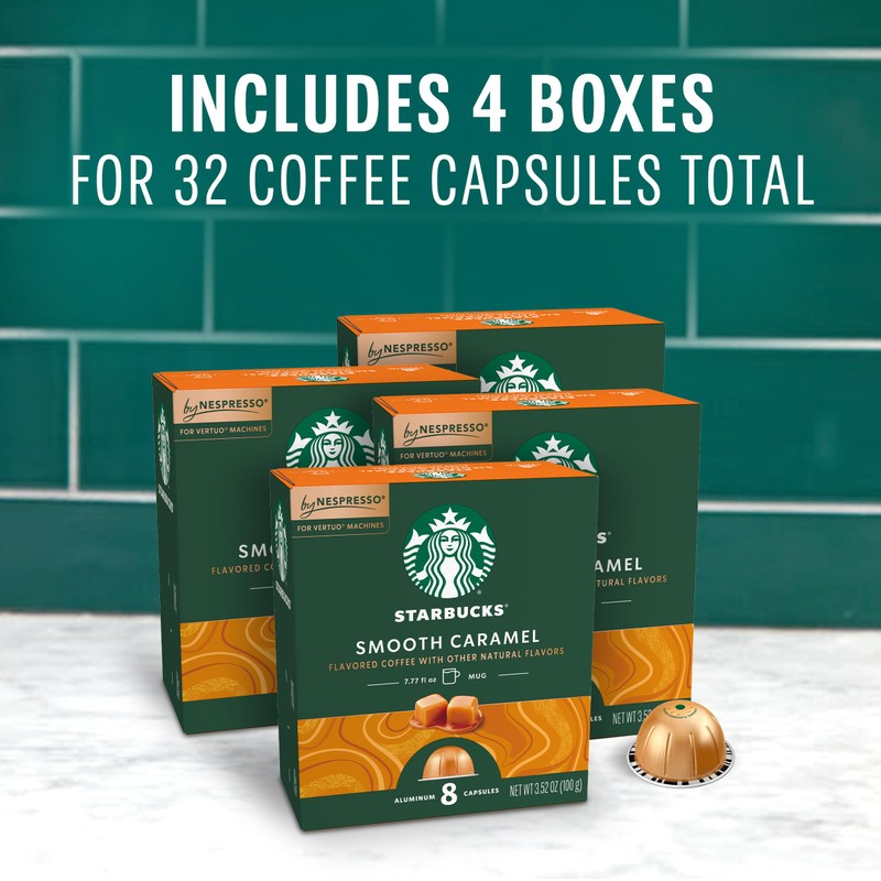 Starbucks by Nespresso Vertuo,Caramel Flavored Coffee, 32-count Coffee Pods, Brews