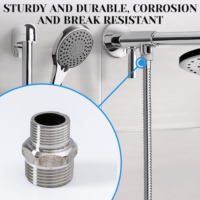 2PCS 304 Shower Hose Connectors Male to Female Threaded Connector