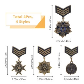 SUPERFINDINGS 4 Styles Military Medal Brooch Pins Retro Navy Series Shield Pentagram Brooch Pins Metal Pentagram Flying Eagle Badge Pin Army Uniform Costume Ribbons Epaulets for Army Soldier