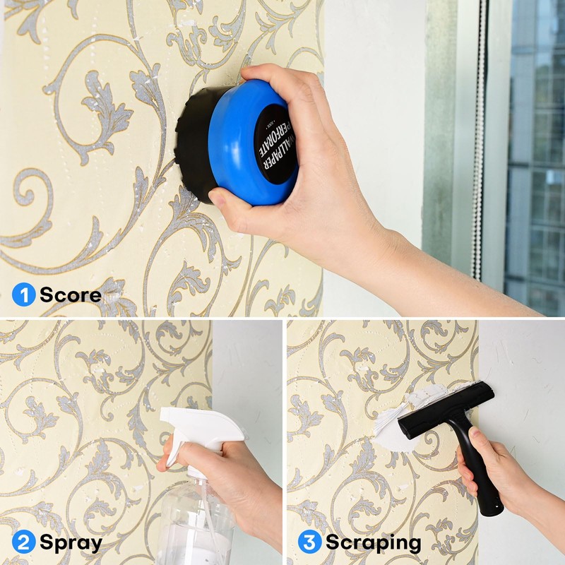 NEWISHTOOL Blue Wallpaper Perforating Tool Wall Paper Stripper Removal Scoring