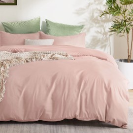 Bedsure Twin/Twin XL Duvet Cover Kids - Soft Double Brushed Duvet Cover Twin, 2 pcs, Includes 1 Pale Blush Kids' Duvet Cover (68"x90") with Zipper Closure & 1 Pillow Sham, NO Comforter