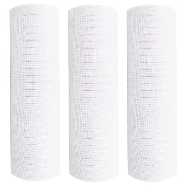 10'' White Deco Mesh, Metallic Poly Mesh Ribbons with Iridescent