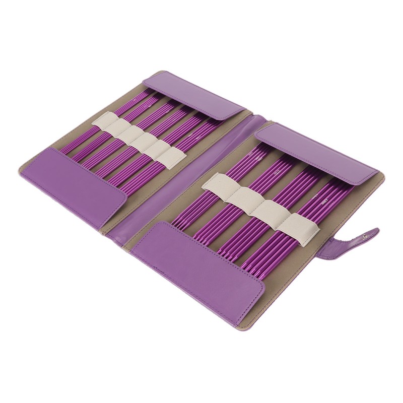 50Pcs Knitting Needles Purple Assorted Size Stainless Steel Ergonomic Metal