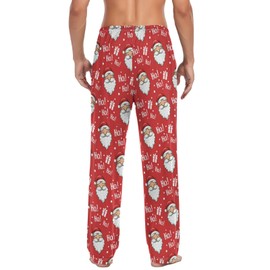 Christmas Santa Head Red Pajama Pants for Men Lounge Pants with Pockets Drawstring Mens Pajama Bottoms Men Sleep PJ Pants