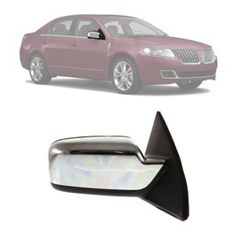 New Front Right Passenger Side Power Mirror Non-Folding Heated with Memory and Puddle Light Chrome For 2007-2010 Lincoln MKZ / 2006 Zephyr Direct Replacement 6H6Z17682B