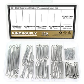 Kindroufly 120 Pieces 6 Sizes Cotter Pins Assortment Kit, 304 Stainless Steel