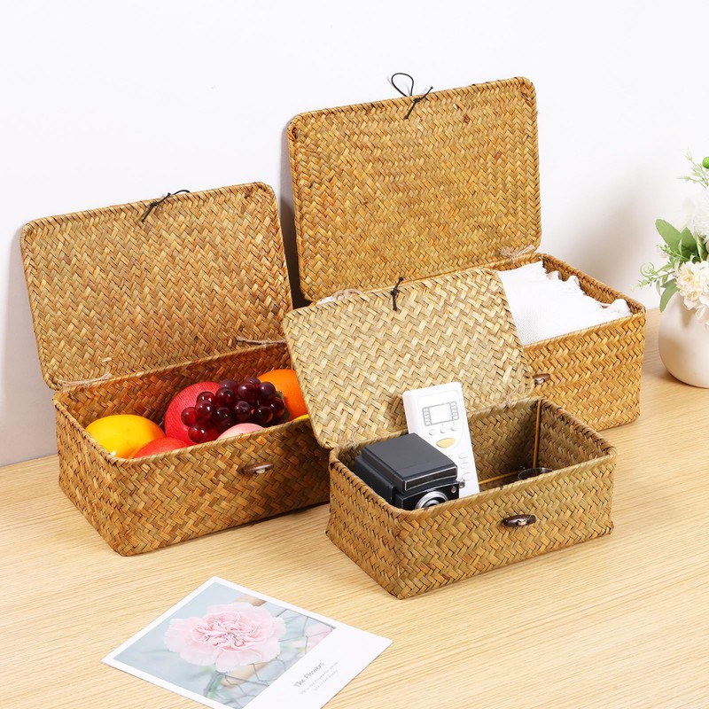 3 Pcs Hay Storage Basket - Handmade Woven Box With