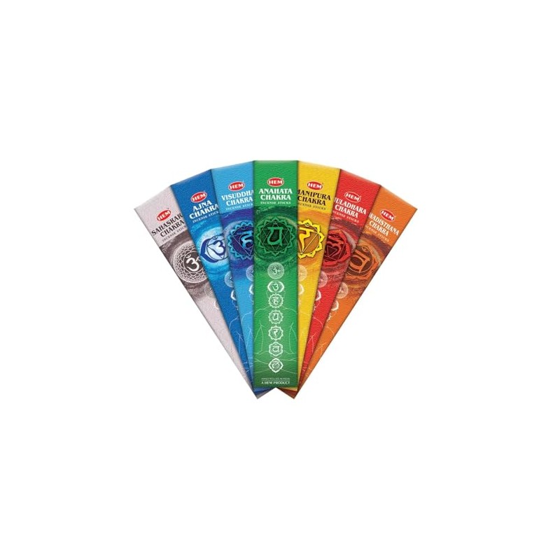 Hem Seven Chakra Pouch, 7 Packs of 35 Incense Sticks