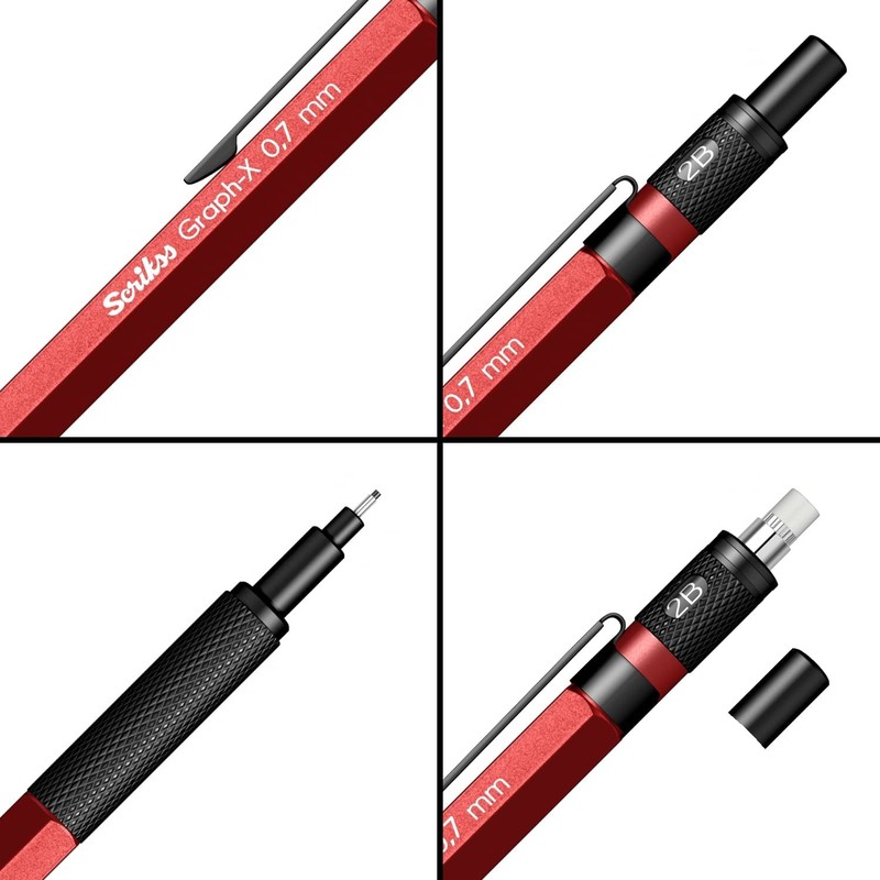 Scrikss Graph-X Mechanical Pencil (0.7 mm, Red)