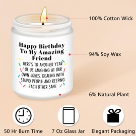 Homsolver Best Friend-Birthday Gifts for Women Men, Funny Friendship Gifts for Woman Candles, Birthday Gift for Friends Bestie BFF Coworker Classmate, Funny Scented Candles