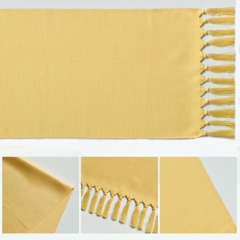 Artoid Mode Yellow Boho Rural Rustic Farmhouse Tassel Table Runner,