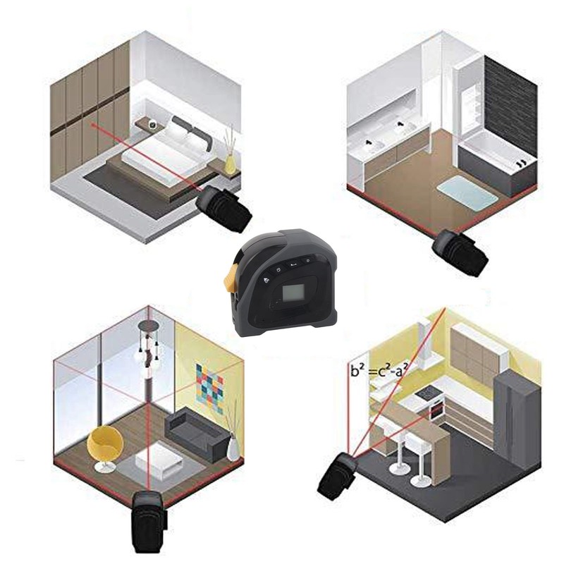 Digital Laser Tape Measure Self Lock Device Infrared Area Volume