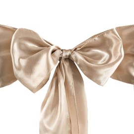 Balsa Circle 100 Nude Satin Chair Sashes Bows Ties for Wedding Decorations Party Supplies Events Chair Covers Decor Banquet Reception