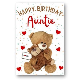 Second Ave Auntie I Love You Bear Cute Happy Birthday Card Greetings Card