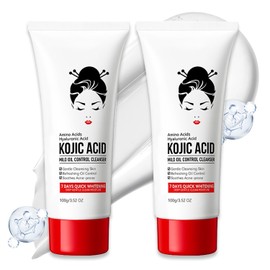 2PC Lavado de Limpieza Facial con ácido Kójico,Lavado Facial para Aclarar,Limpieza Profunda, para una Piel Revitalizada y Revitalizada， Piel para Pieles Normales, Grasas, Secas
