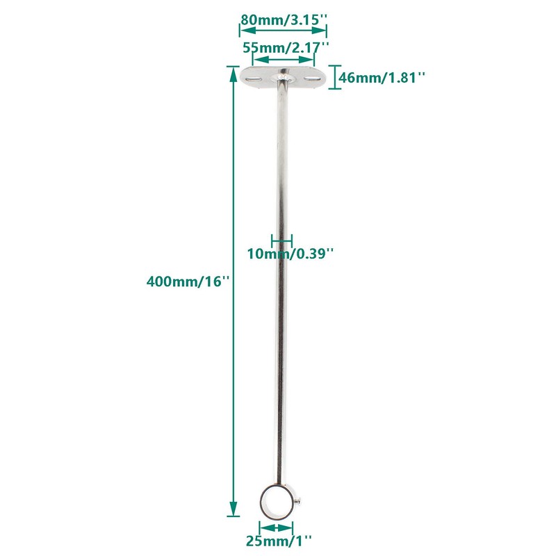 2 Pack Ceiling Mount Bracket, Stainless Steel Wardrobe Pipe Bracket