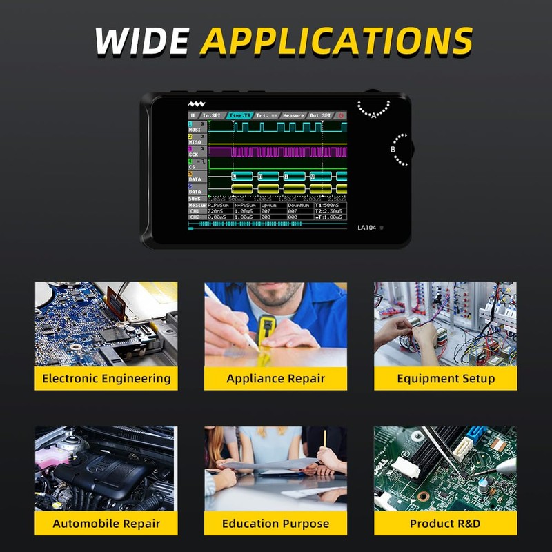 MINIWARE Pocket Logic Analyzer LA104, Portable Mini Size Handheld, Built-in
