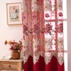 ELKCA Luxury Burgundy Red Chenille Floral Embroidered Curtains for Bedroom
