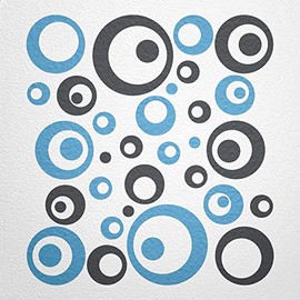 WANDfee® Wall Tattoo, Circles, Dots, 50 Stickers, Colour Choice For Children's Bedroom, Living Room, Hallway, Bathroom, Kitchen, Tile Stickers, grey