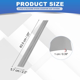 PATIKIL Silicone Stove Gap Covers, 2 Pack Kitchen Stove Gap Filler 25 Inch Heat Resistant Oven Gap Filler Seal Strips for Stovetop Ovens and Counter, Gray