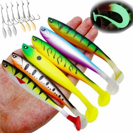 Njord Kalastus Rubber Fish Zander 6 Pieces 12.5 cm 10 g | With Hook Pockets for Standard Jig Head and Offset Hooks | Predator Fish Bait Set in Catchy Colours | Rubber Fish Pike