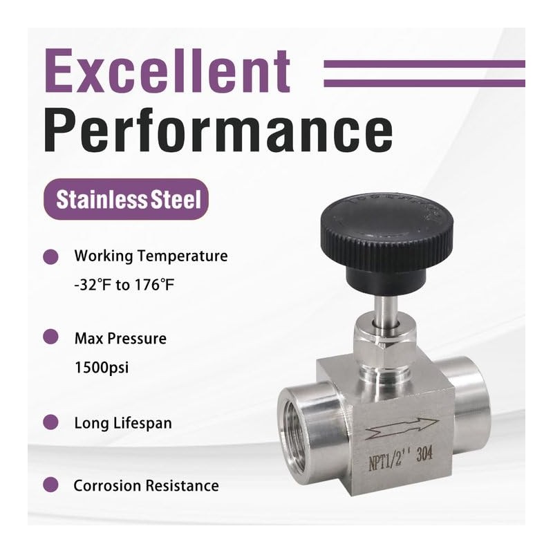 Napredak Stainless Steel 304 NPT 1/4 female Needle Valve for