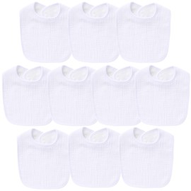 Hakochia Muslin Baby Bibs, Soft & Absorbent, Cotton Feeding Bibs for Newborns & Toddlers, Unisex Baby Bib Set, Comfortable & Gentle on Skin, Ideal for Drooling & Teething, 10 Pack