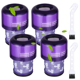 Birshe Pack of 4 Filters for Dyson V11 SV14 V15 SV22, HEPA Filter for Dyson V12, Washable Replacement Filter for Dyson V12 Slim Absolute Extra/Total Clean/Fluffy with 1 Brush, Replace # 971517-01