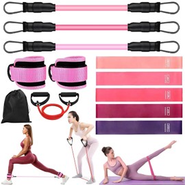 Juego de Ligas de Resistencia para Ejercicio,Bandas de Resistencia para Tobillos Y Ejercicio,Bandas de Tobillo para Entrenamiento,Equipo de Ejercicio de Glúteos para Yoga,Pilates,Casa Y Uso Diario