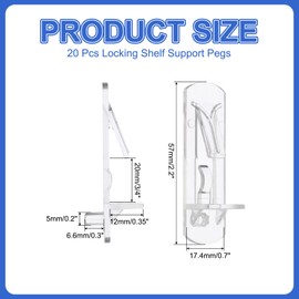 PATIKIL Locking Shelf Support Pegs, 20 Pcs Plastic Cabinet Shelf Pins Clear Self-Locking Shelf Bracket Clips for 6mm Diameter Peg Hole 3/4 Inch (20mm) Thick Shelf