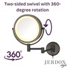 JERDON Wall-Mounted Magnifiying Makeup Mirror with Lights - Direct Wire