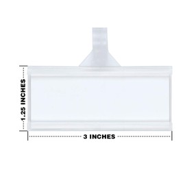 Reusable Plastic Wire Shelf Label Holder, for Pantry Retail Shopping Mall Store, Supermarket UPC Price Card & Ticket Display, Strong & Easy Clip Design Tight Snap Lock Closure. 1-1/4" H X 3" W (100)