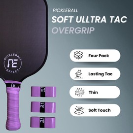 Pickleball Paddle Grip - Long Lasting Tennis Racket Grip Tape - Premium Soft Ultra Tac Overgrip for Enhanced Control - Pack of 4 - Purple