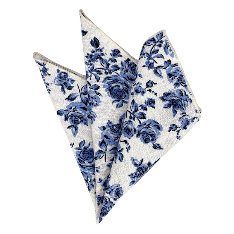 Kebocis - Pañuelo cuadrado con bolsillo floral para hombre, Blanco