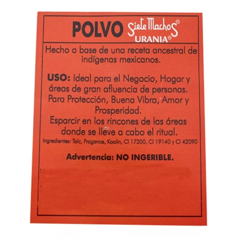3pzas Polvo 7 Machos Urania 2.5grs Protección, Buena Suerte