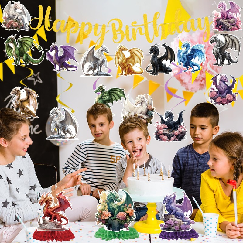Yomover Decorazione per compleanno con drago – 11 striscioni a