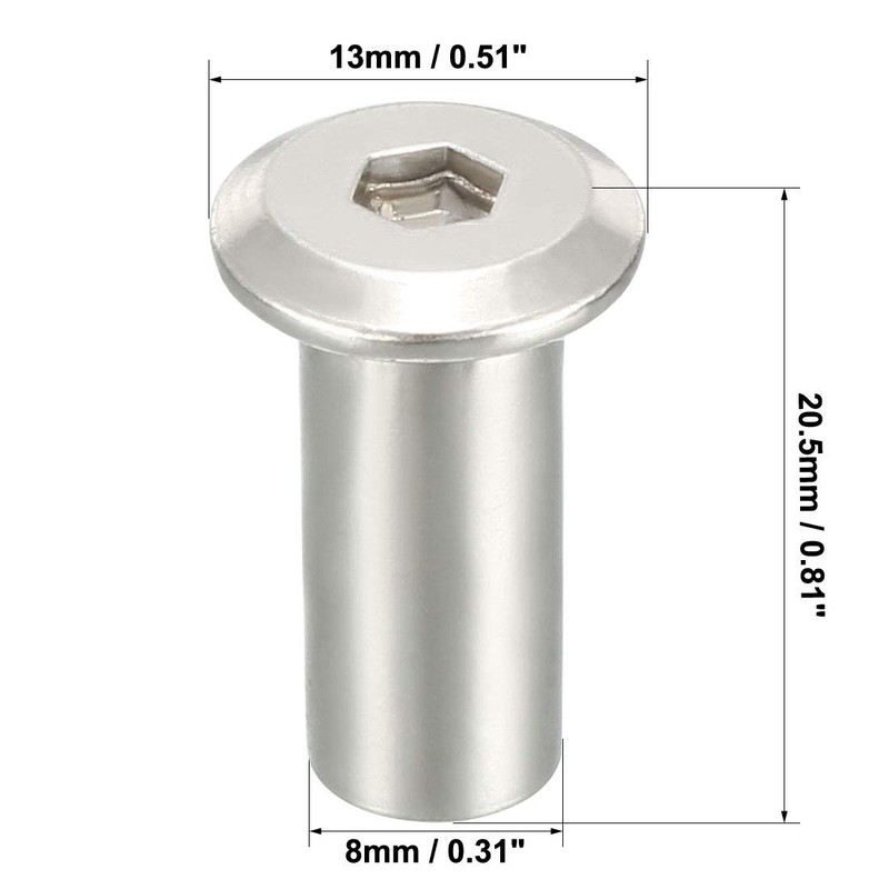 uxcell M6x17mm Hex Socket Head Insert Nut Screw Post Sleeve