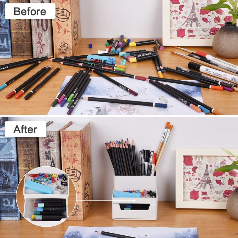 ペン立て ペンスタンド 卓上収納 筆立て おしゃれ 小物入れ ぺんたて デスク 整理 （白い）