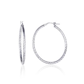 Diamond Treats 925 Sterling Silver Hoop Earrings for Women and Teenage Girls, Diamond Cut Silver Hoop Earrings for Women, Sparkling Hoop Earrings Made of 925 Silver in Various Sizes, Sterling Silver