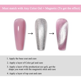 Supwee 10ml Silver Cat Eye Gel Nail Polish Universal Bright Glitter Cat Eye Gel Magnetic Nail Polish Gel Art Manicure DIY at Home Soak Off UV Gel with Magnet(Cat Eye)