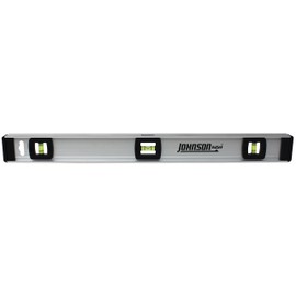 Johnson Level & Tool ‎1300-2400 Aluminum Level with Ruler, Easy Readability, Shock Absorbent, Silver, 24", 1 Level