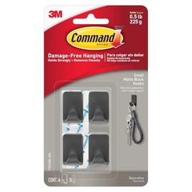 Command Ganchos pequeños negros mate 17032MB-4EF, 4 ganchos, 5 tiras (17032MB-4ES)