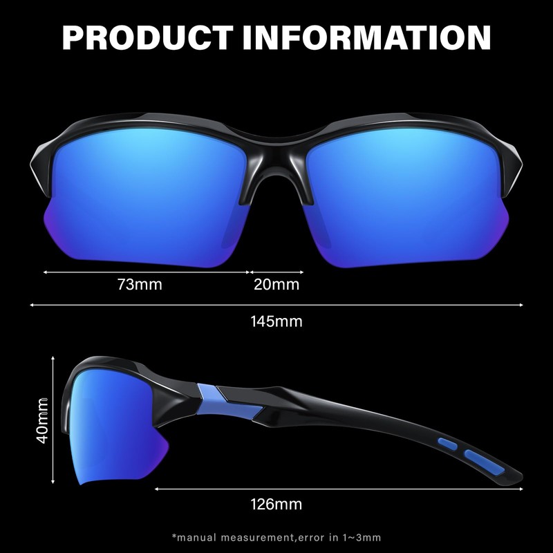 DioKiw 3PACK Sports Polarized Sunglasses for Men Cycling Running Fishing
